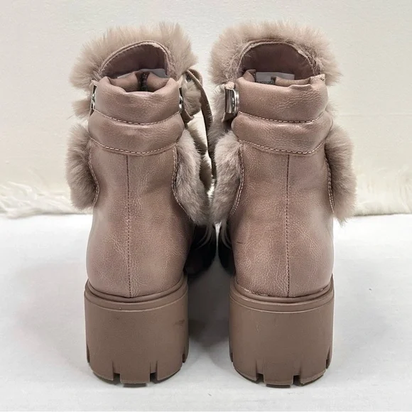 XOXO Odonna Taupe Lace Up Fur Buckle Ankle Booties 9.5 - Picture 5 of 12